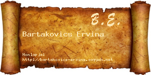 Bartakovics Ervina névjegykártya